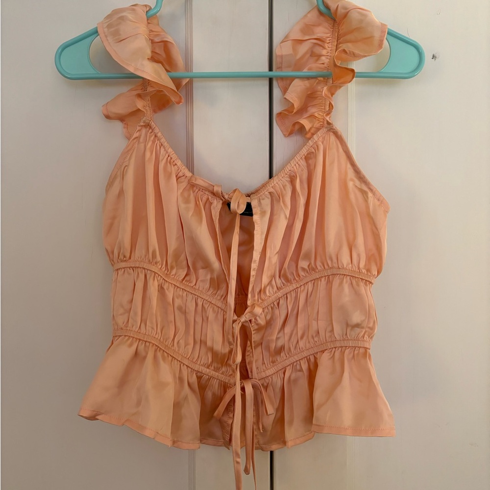 Peach satin blouse brand new never worn